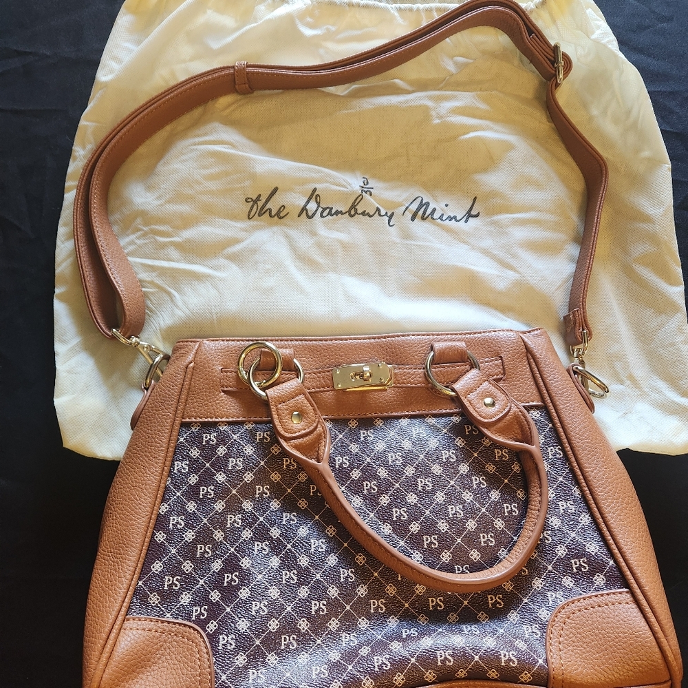 Brand new: The Danbury Mint Purse. Tan & Brown in color. Customized with PS logo